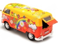 1967 Volkswagen Type 2 T1 Panel Van Flower Power Naranja/Rojo Decorado 1:24 Motor Max 79563