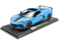 2020 Chevrolet Corvette Stingray Coupe High Wing Azul Cian Decorado 1:18 Maisto 31455AE