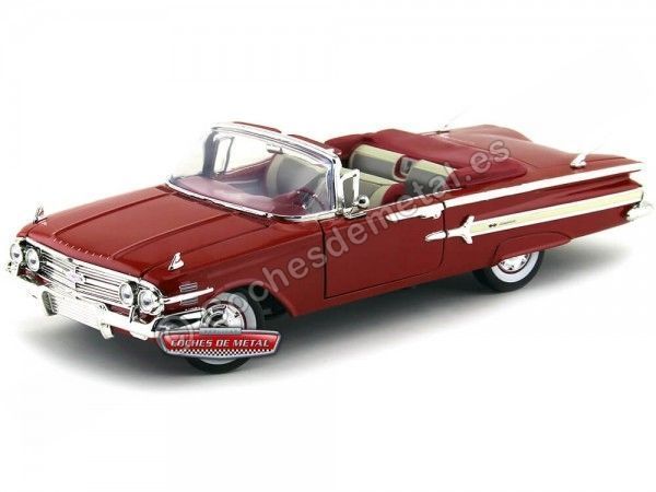 Cochesdemetal.es 1960 Chevrolet Impala Convertible Rojo 1:18 Motor MAX 73110