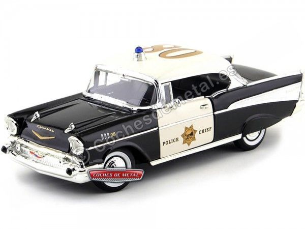 Cochesdemetal.es 1957 Chevrolet Bel Air Hard Top Police Car 1:18 Lucky Diecast 92107