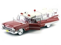 Cochesdemetal.es 1959 Cadillac Ambulancia Red and White 1:18 GreenLight Precision Collection PC18001