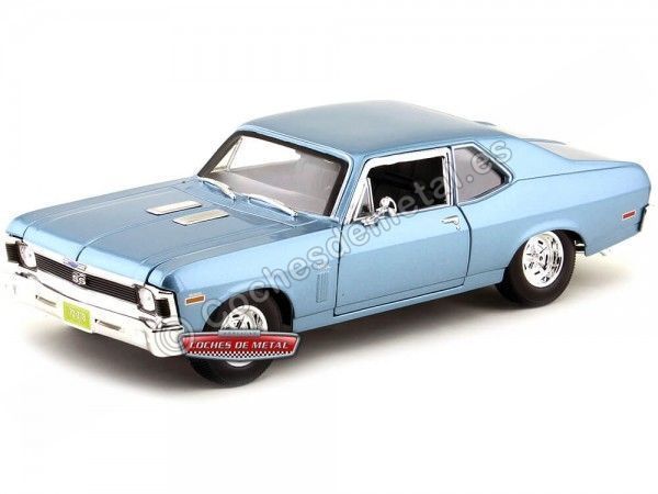 Cochesdemetal.es 1971 Chevrolet Nova Coupe SS Metallic Blue 1:18 Maisto 31132