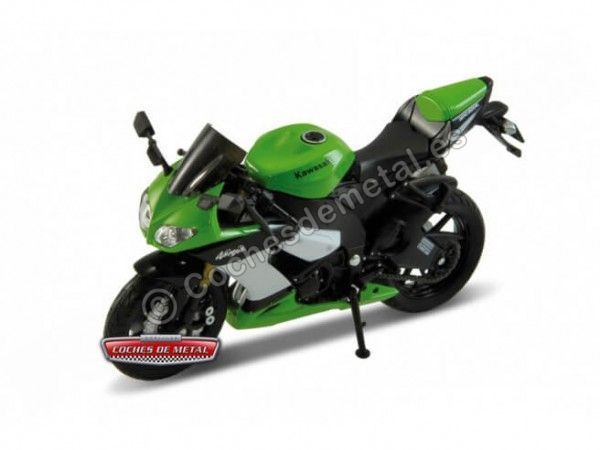 Cochesdemetal.es 2009 Kawasaki Ninja ZX-10R Verde-Negro 1:18 Welly 12809