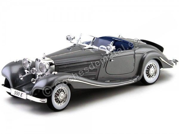 Cochesdemetal.es 1936 Mercedes-Benz 500K TYP Specialroadster Gris 1:18 Maisto 36862