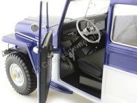 Cochesdemetal.es 1955 Jeep Willys Station Wagon Azul-Blanco 1:18 Lucky Diecast 92858