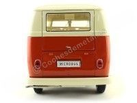 Cochesdemetal.es 1963 Volkswagen T1 Classical Microbus Rojo-Blanco 1:18 Welly 18054