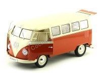 Cochesdemetal.es 1963 Volkswagen T1 Classical Microbus Rojo/Blanco 1:18 Welly 18054