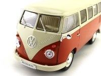 Cochesdemetal.es 1963 Volkswagen T1 Classical Microbus Rojo-Blanco 1:18 Welly 18054