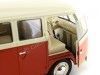 Cochesdemetal.es 1963 Volkswagen T1 Classical Microbus Rojo-Blanco 1:18 Welly 18054