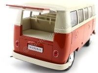 Cochesdemetal.es 1963 Volkswagen T1 Classical Microbus Rojo-Blanco 1:18 Welly 18054