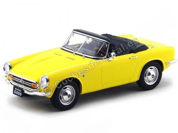 Cochesdemetal.es 1966 Honda S800 Convertible Amarillo 1:18 Triple-9 1800191