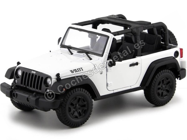 Cochesdemetal.es 2014 Jeep Willys Wrangler 3.6L Open Top Blanco 1:18 Maisto 31610