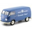 Cochesdemetal.es 1963 Volkswagen T1 Microbus Panel Van "Volkswagen Porschewagen" Azul 1:18 Welly 18053