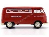 Cochesdemetal.es 1963 Volkswagen T1 Microbus Panel Van "Servicio Porsche" Rojo 1:18 Welly 18053