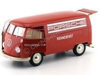 Cochesdemetal.es 1963 Volkswagen T1 Microbus Panel Van "Servicio Porsche" Rojo 1:18 Welly 18053