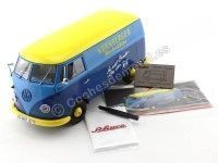 Cochesdemetal.es 1973 Volkswagen T1 Nurnberger Nachcichten Blue-Yellow 1:18 Schuco 450027900