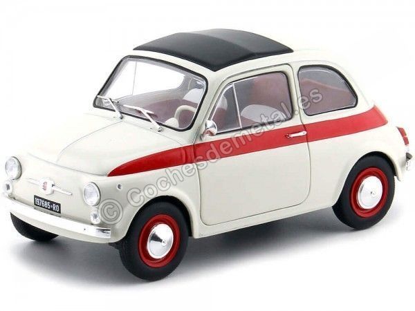 Cochesdemetal.es 1960 Fiat 500 L Nuova Sport Beige-Rojo 1:18 Solido S1801401