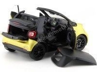 Cochesdemetal.es 2015 Smart Fortwo Cabriolet (A453) Noir / jaune 1:18 Édition du concessionnaire B66960289