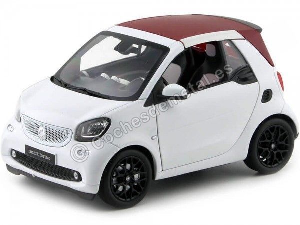 Cochesdemetal.es 2015 Smart Fortwo Cabriolet (A453) White/White 1:18 Dealer Edition B66960291