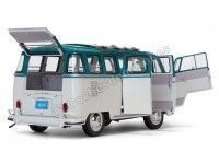 Cochesdemetal.es 1962 Volkswagen T1 Samba Bus Blue-Beige Grey 1:12 Sun Star 5084