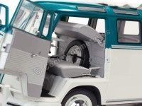 Cochesdemetal.es 1962 Volkswagen T1 Samba Bus Blue-Beige Grey 1:12 Sun Star 5084