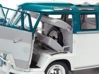 Cochesdemetal.es 1962 Volkswagen T1 Samba Bus Blue-Beige Grey 1:12 Sun Star 5084