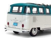 Cochesdemetal.es 1962 Volkswagen T1 Samba Bus Blue-Beige Grey 1:12 Sun Star 5084