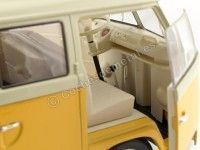 Cochesdemetal.es 1963 Volkswagen T1 Classical Microbus Amarillo-Beige 1:18 Welly 18054