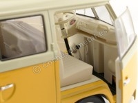 Cochesdemetal.es 1963 Volkswagen T1 Classical Microbus Amarillo-Beige 1:18 Welly 18054