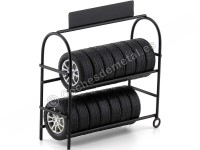 Carsdemetal.es étagère en métal avec 14 roues noires 1:18 American Diorama 77518