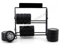 Carsdemetal.es étagère en métal avec 14 roues noires 1:18 American Diorama 77518