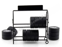 Carsdemetal.es étagère en métal avec 14 roues noires 1:18 American Diorama 77518