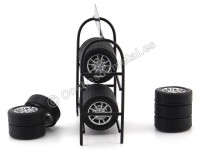 Carsdemetal.es étagère en métal avec 14 roues noires 1:18 American Diorama 77518