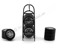 Carsdemetal.es étagère en métal avec 14 roues noires 1:18 American Diorama 77518
