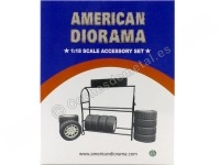 Carsdemetal.es étagère en métal avec 14 roues noires 1:18 American Diorama 77518