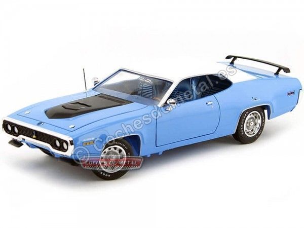 Cochesdemetal.es 1971 Plymouth Road Runner 440 Azul/Blanco 1:18 Auto World AMM1012