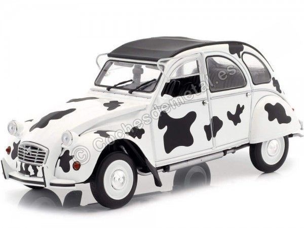 Cochesdemetal.es 1985 Citroen 2CV6 BZH Dolly "Vache" Negro/Blanco 1:18 Solido S1850028