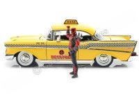 Cochesdemetal.es 1957 Chevrolet Bel Air TAXI + Figura de Deadpool 1:24 Jada Toys 30290