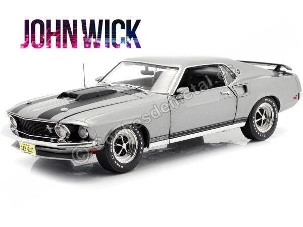Cochesdemetal.es 1969 Ford Mustang Boss 429 "John Wick" Grey/Black 1:18 Highway-61 18016