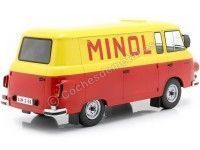 Cochesdemetal.es 1970 Barkas B 1000 Box Wagon "Minol" Amarillo/Rojo 1:18 MC Group 18210