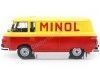 Cochesdemetal.es 1970 Barkas B 1000 Box Wagon "Minol" Amarillo/Rojo 1:18 MC Group 18210