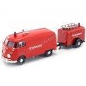 Cochesdemetal.es 1967 Volkswagen Type 2 T1 Delivery Van "Bomberos con Bomba de Agua" 1:24 Motor Max 79671