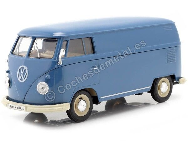 Cochesdemetal.es 1963 Volkswagen T1 Panel Van Azul 1:24 Welly 22095