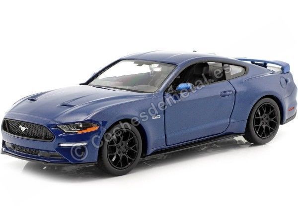 Cochesdemetal.es 2018 Ford Mustang GT 5.0 Cupe Azul Metalizado 1:24 Motor MAX 79352