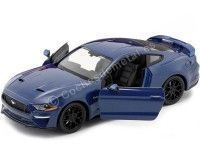 Cochesdemetal.es 2018 Ford Mustang GT 5.0 Cupe Azul Metalizado 1:24 Motor MAX 79352