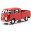 Cochesdemetal.es 1967 Volkswagen Type 2 T1 Cabina Doble Pickup Rojo 1:24 Motor Max 79343