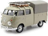 Cochesdemetal.es 1967 Volkswagen Type 2 T1 Cabina Doble Pickup Caqui 1:24 Motor Max 79553