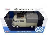 Cochesdemetal.es 1967 Volkswagen Type 2 T1 Cabina Doble Pickup Caqui 1:24 Motor Max 79553