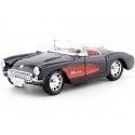 Cochesdemetal.es 1957 Chevrolet Corvette Convertible Negro/Rojo 1:24 Welly 29393