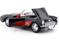 Cochesdemetal.es 1957 Chevrolet Corvette Convertible Negro/Rojo 1:24 Welly 29393